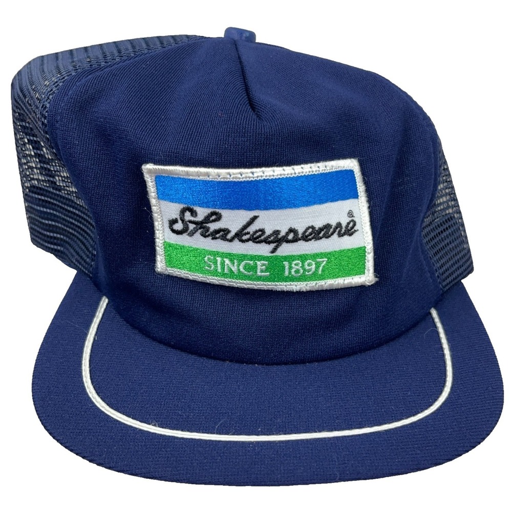 Vintage Fishing Trucker Hat Cap Snapback Made In USA Shakespeare Reels Patch 80s